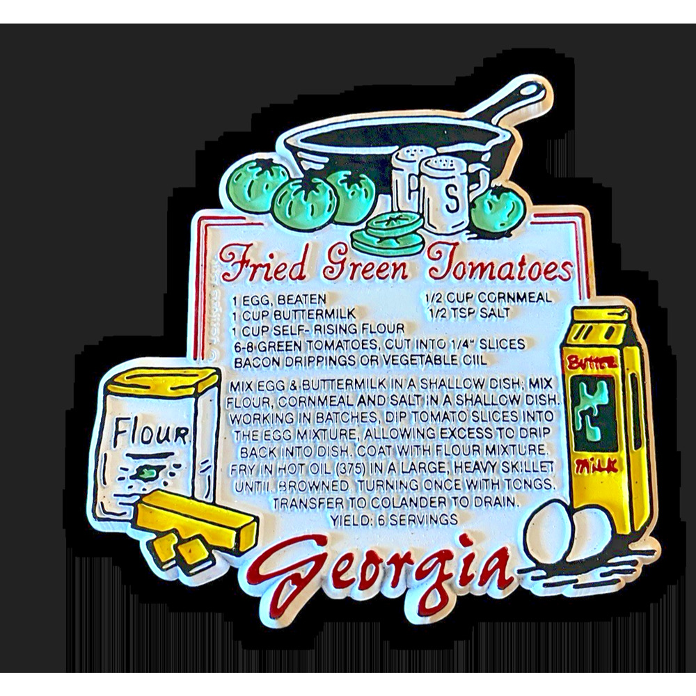 Fried Green Tomatoes Georgia Magnet State Souvenir Collectible Recipe Vintage